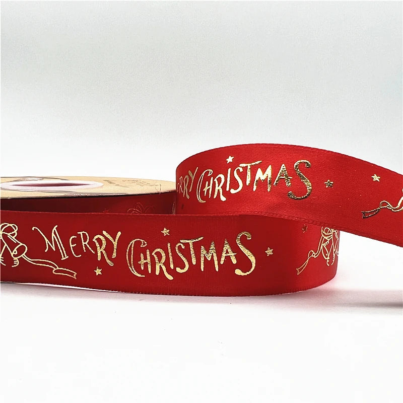 5 Yards Printed Christmas Satin Ribbon – 1" Holiday Craft & Gift Wrap Ribbon