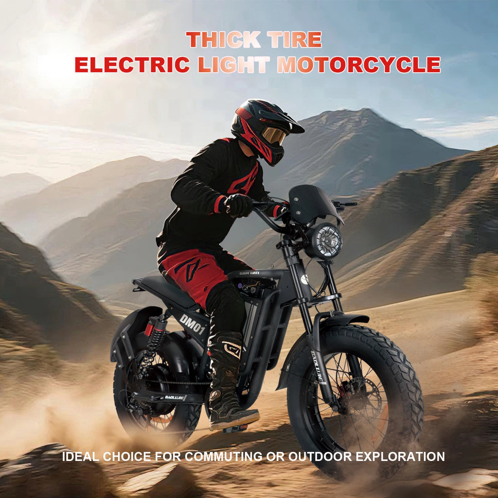 DM01 60V 30Ah Fat-Tire Electric Motorcycle – 42 MPH E-Bike for Adults