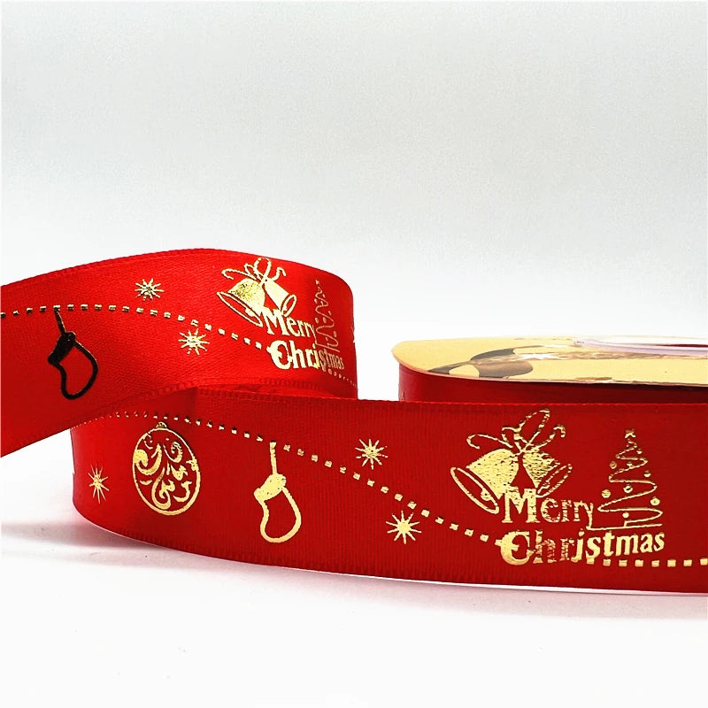 5 Yards Printed Christmas Satin Ribbon – 1" Holiday Craft & Gift Wrap Ribbon