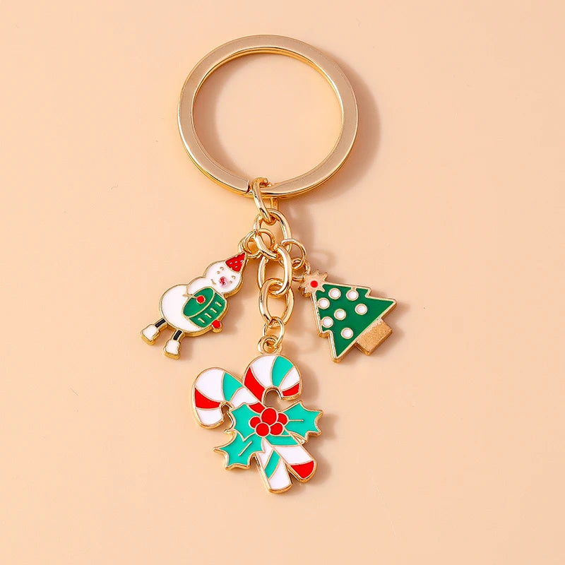 Christmas Enamel Snowman & Santa Keychain
