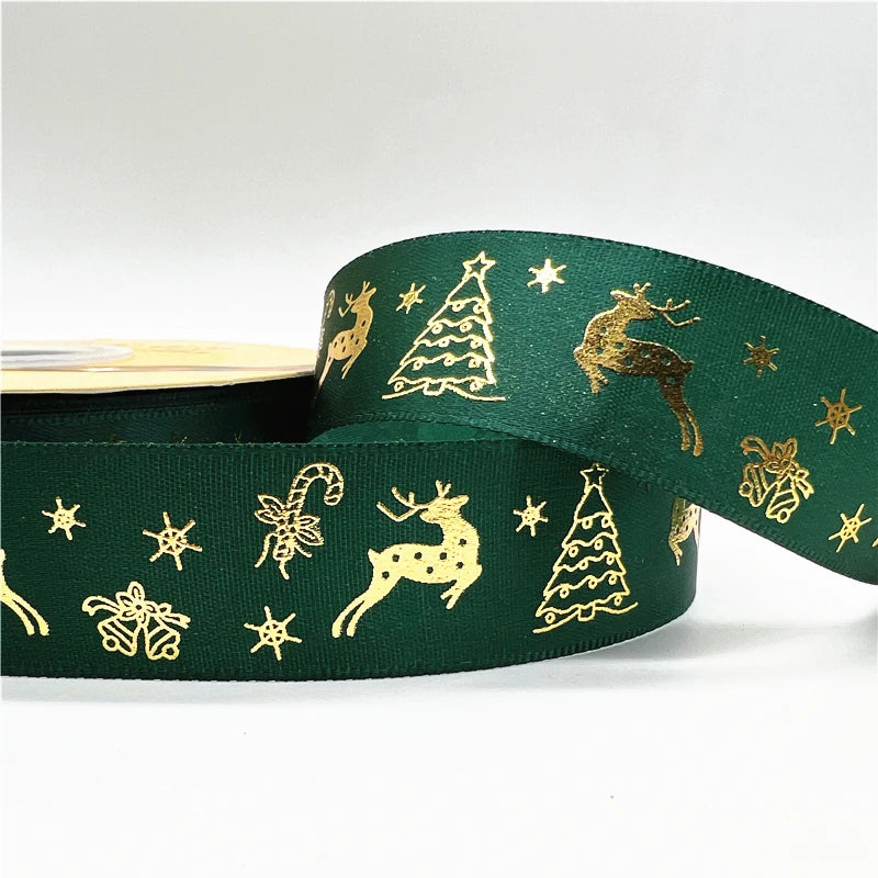 5 Yards Printed Christmas Satin Ribbon – 1" Holiday Craft & Gift Wrap Ribbon