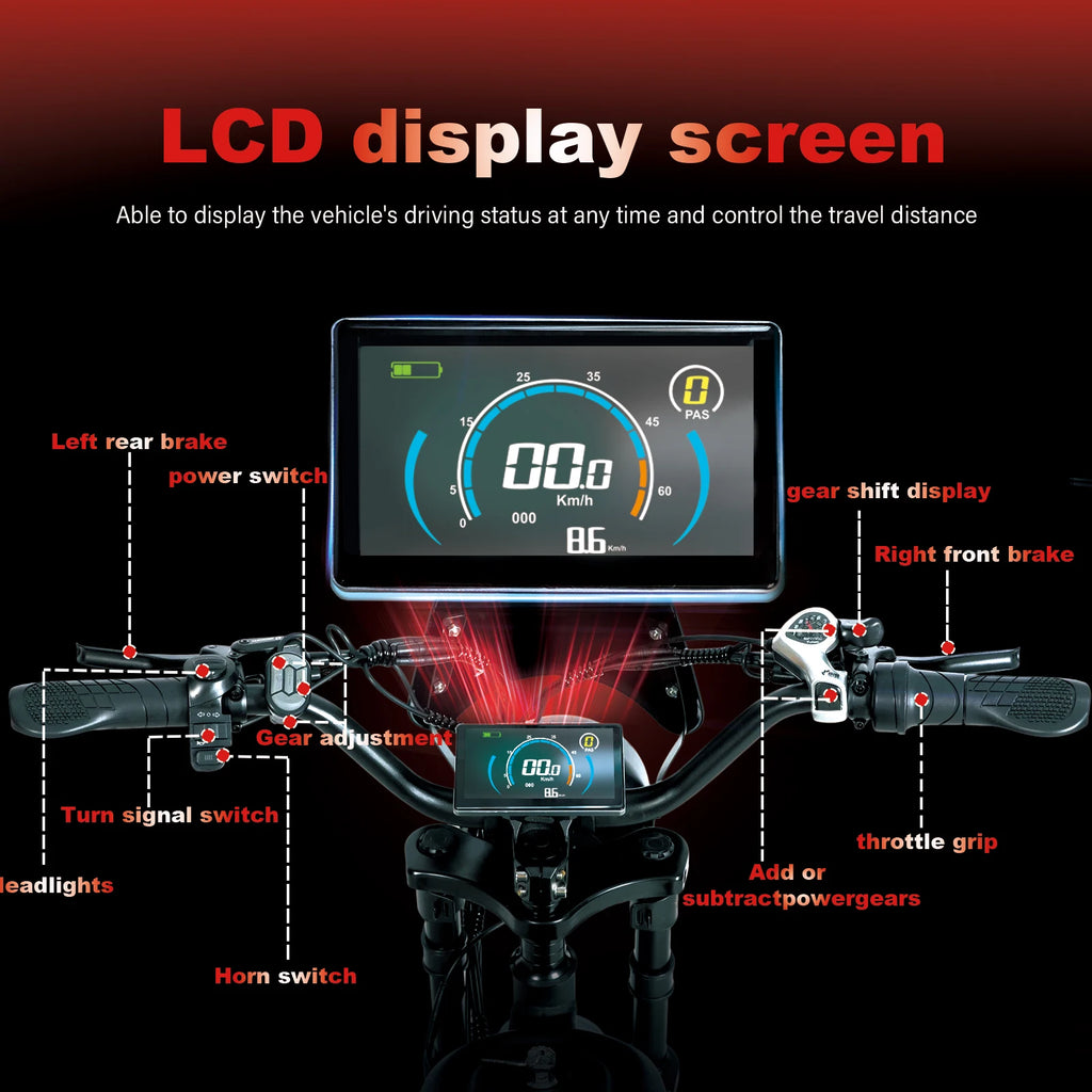 DM01 60V 30Ah Fat-Tire Electric Motorcycle – 42 MPH E-Bike for Adults