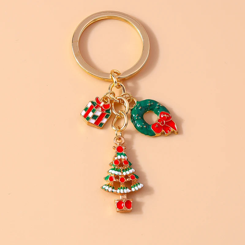 Christmas Enamel Snowman & Santa Keychain