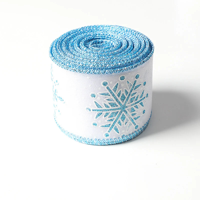 Christmas Snowflake Printed Organza Ribbon – Wired Edge Holiday Gift Wrapping & Craft Ribbon
