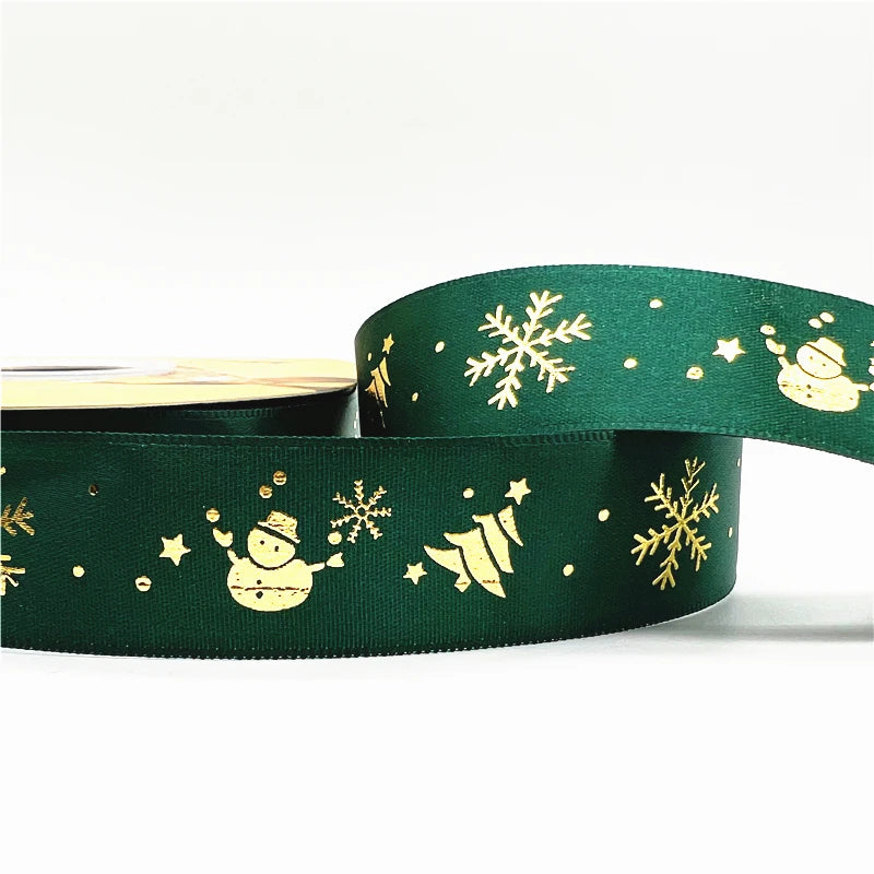 5 Yards Printed Christmas Satin Ribbon – 1" Holiday Craft & Gift Wrap Ribbon