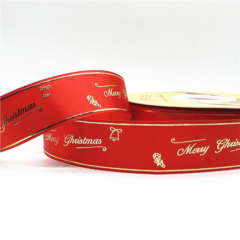 5 Yards Printed Christmas Satin Ribbon – 1" Holiday Craft & Gift Wrap Ribbon