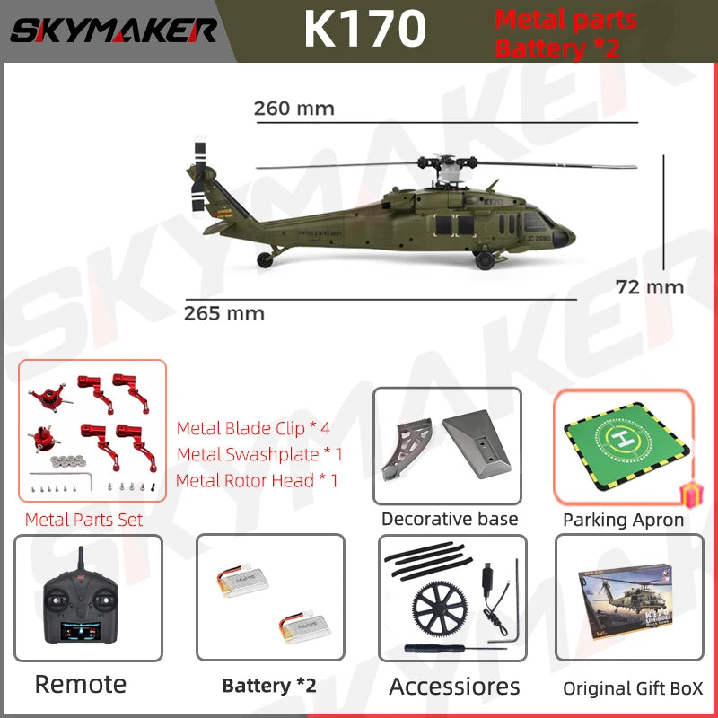 K170 UH-60L 4CH Brushless RC Helicopter with 6-Axis Gyro