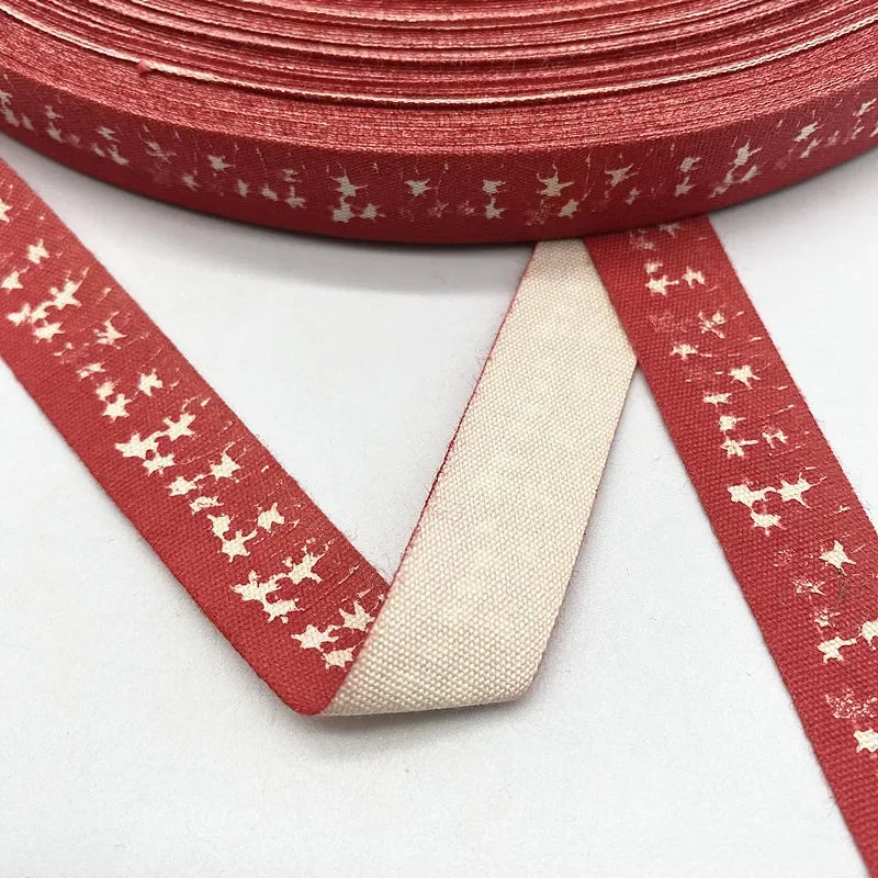 Christmas Printed Polyester Cotton Ribbon –  Single-Face Ribbon for Gift Wrapping, Holiday Crafts & Party Decorations