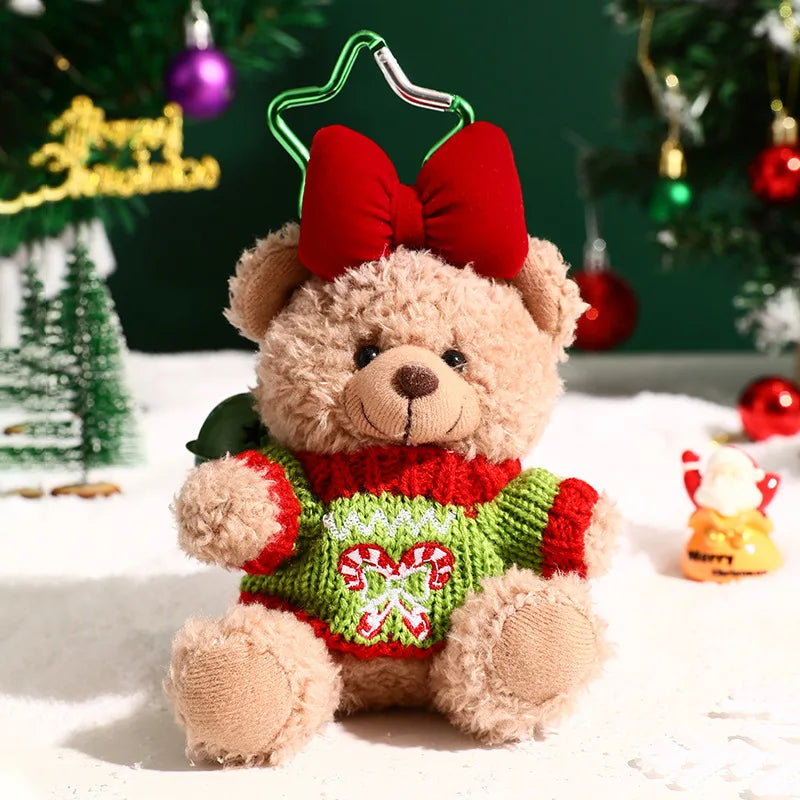 Christmas Plush Bear Keychain – Holiday Cartoon Bag Pendant