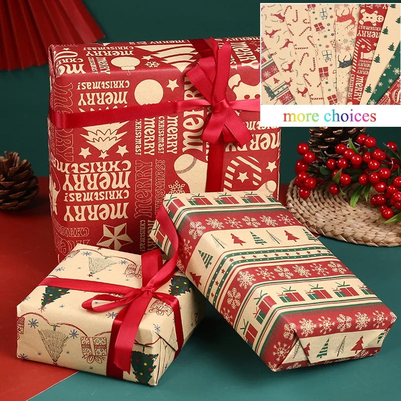 Thick Christmas Kraft Wrapping Paper – Holiday Tree & Elk Gift Wrap