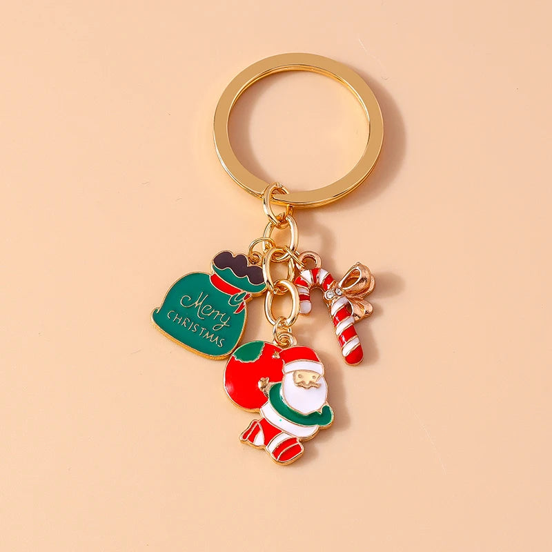 Christmas Enamel Snowman & Santa Keychain