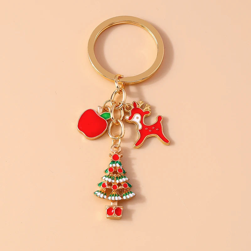 Christmas Enamel Snowman & Santa Keychain