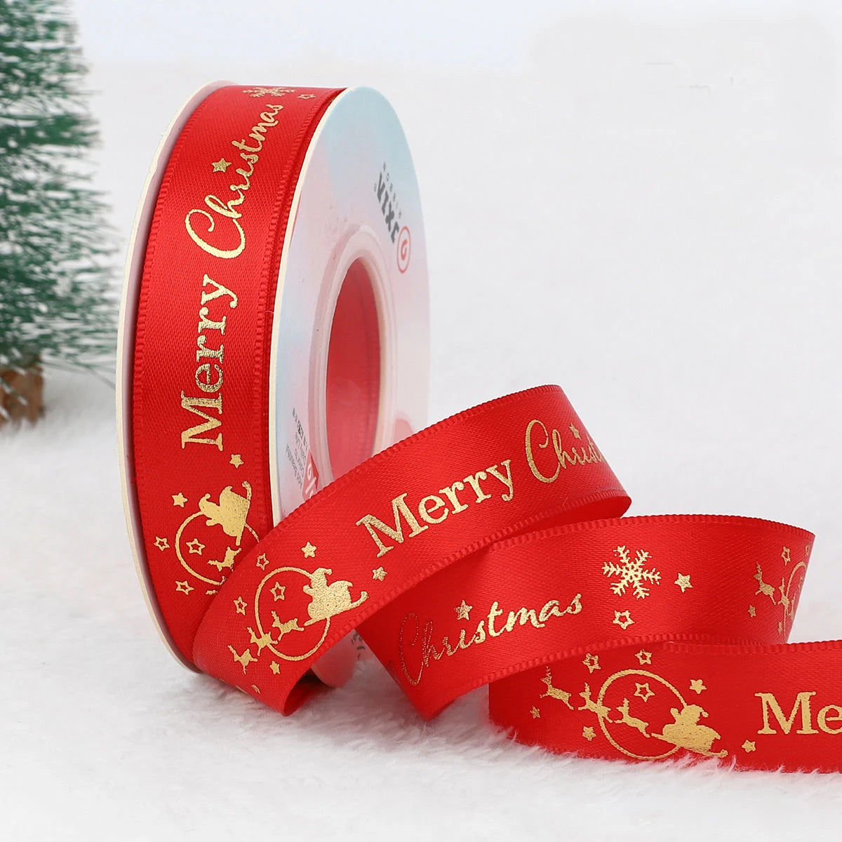 Christmas Embroidered Polyester Ribbon – 1" Holiday Craft & Gift Wrap Ribbon