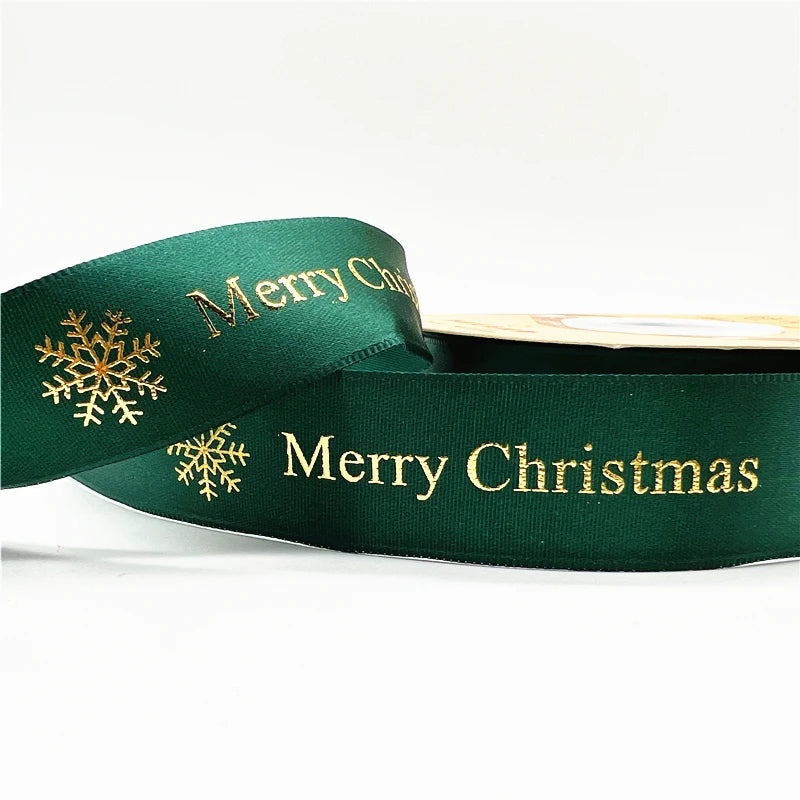 5 Yards Printed Christmas Satin Ribbon – 1" Holiday Craft & Gift Wrap Ribbon