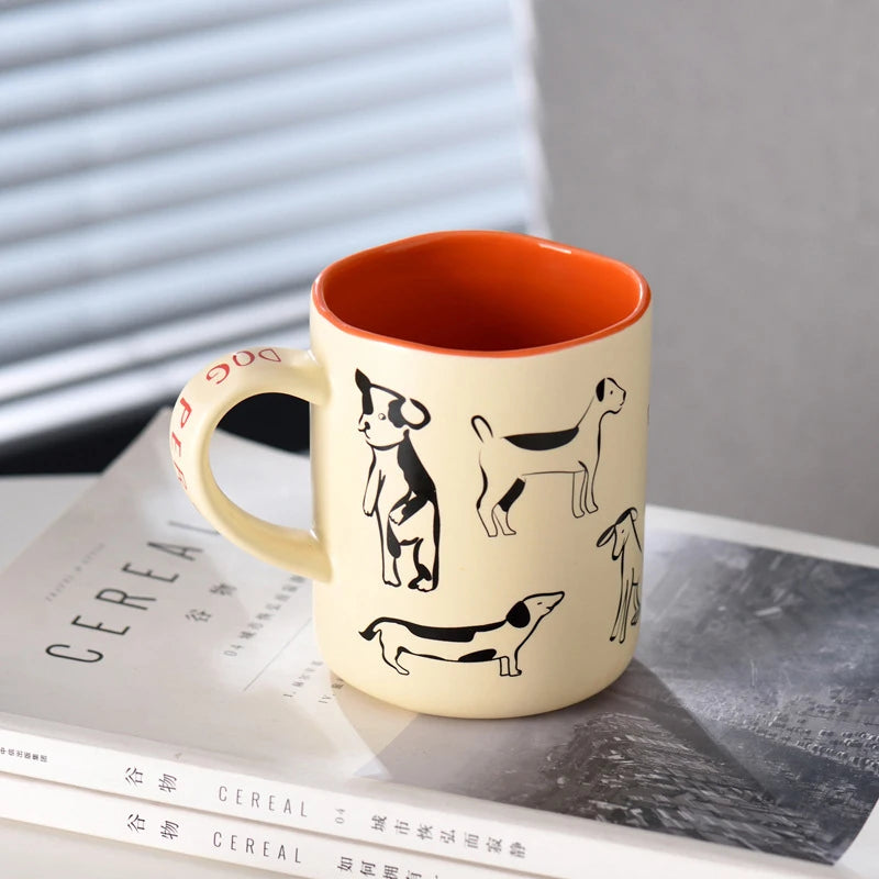 Hand-Painted Cat & Dog Couple Mug – 420ml Ceramic