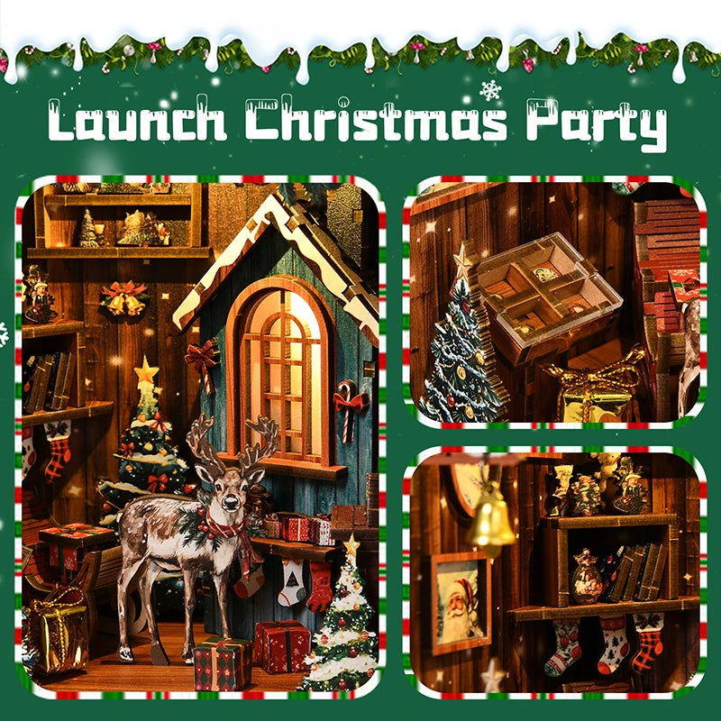 DIY Snow Globe Miniature Book Nook – 3D Wooden Puzzle Kit