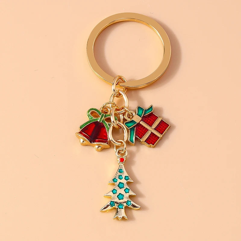 Christmas Enamel Snowman & Santa Keychain