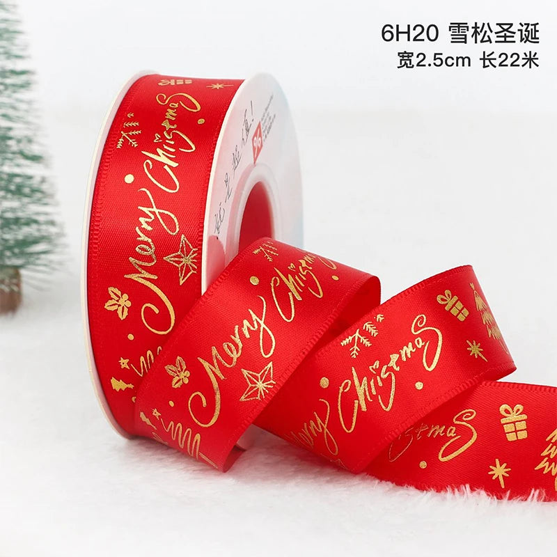 Printed Christmas Ribbon – 5 Yards Polyester Craft Ribbon