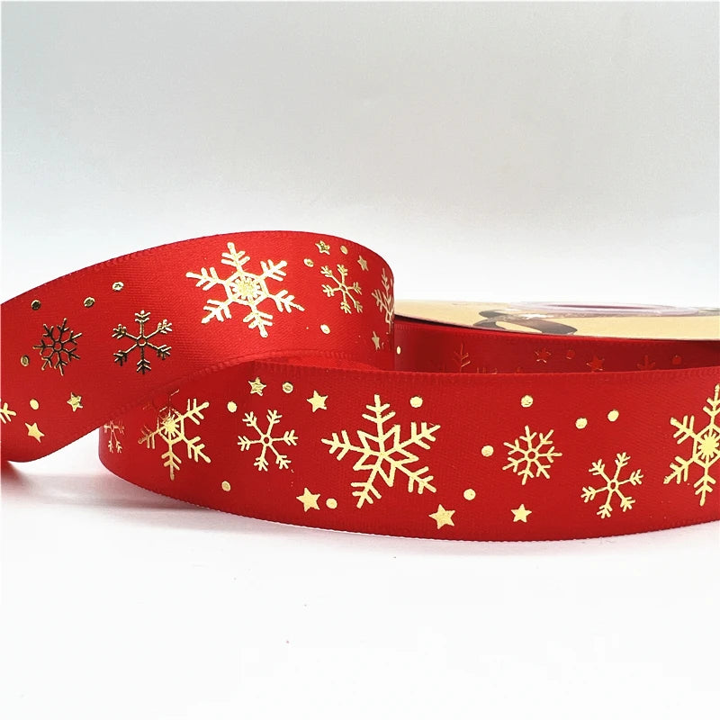 5 Yards Printed Christmas Satin Ribbon – 1" Holiday Craft & Gift Wrap Ribbon