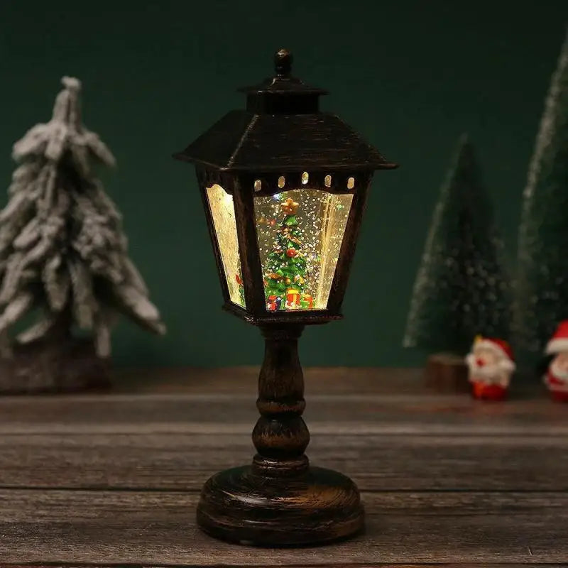 Christmas Snow Globe Spinning Candle Lamp