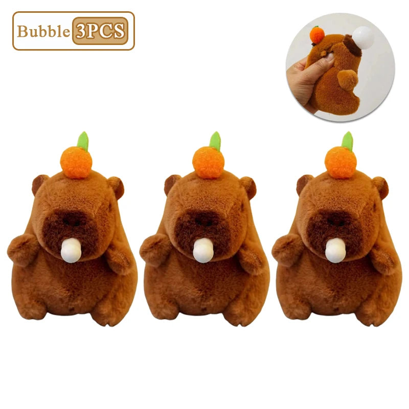 Capybara Persimmon Tail-Wagging Plush Keychain