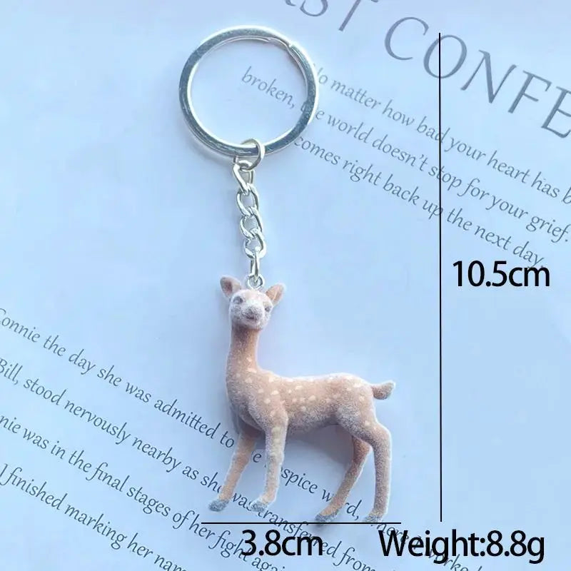 3D Christmas Elk Keychain – Fluffy Deer Bag Pendant