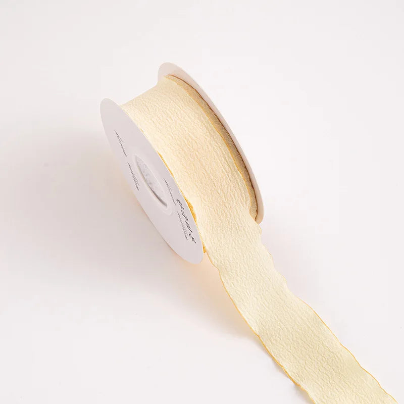 Boho Chic Pleated Ribbon with Lotus Leaf Edge – 1.5" Polyester Gift Wrap & Holiday Decoration Ribbon