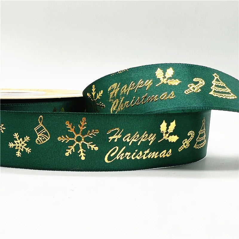 5 Yards Printed Christmas Satin Ribbon – 1" Holiday Craft & Gift Wrap Ribbon