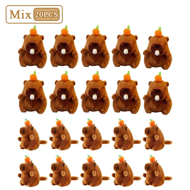 Capybara Persimmon Tail-Wagging Plush Keychain