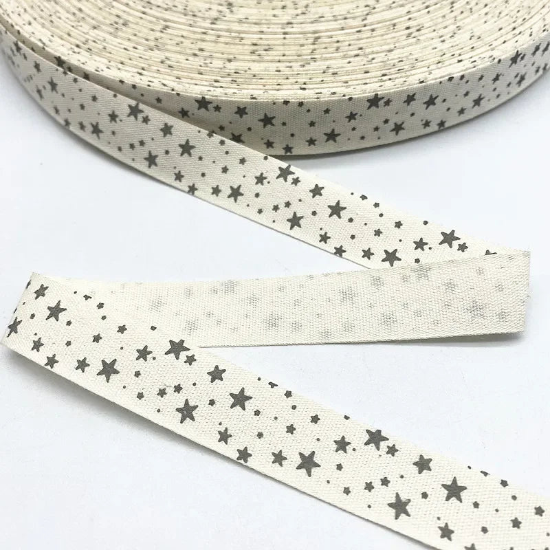 Christmas Printed Polyester Cotton Ribbon –  Single-Face Ribbon for Gift Wrapping, Holiday Crafts & Party Decorations