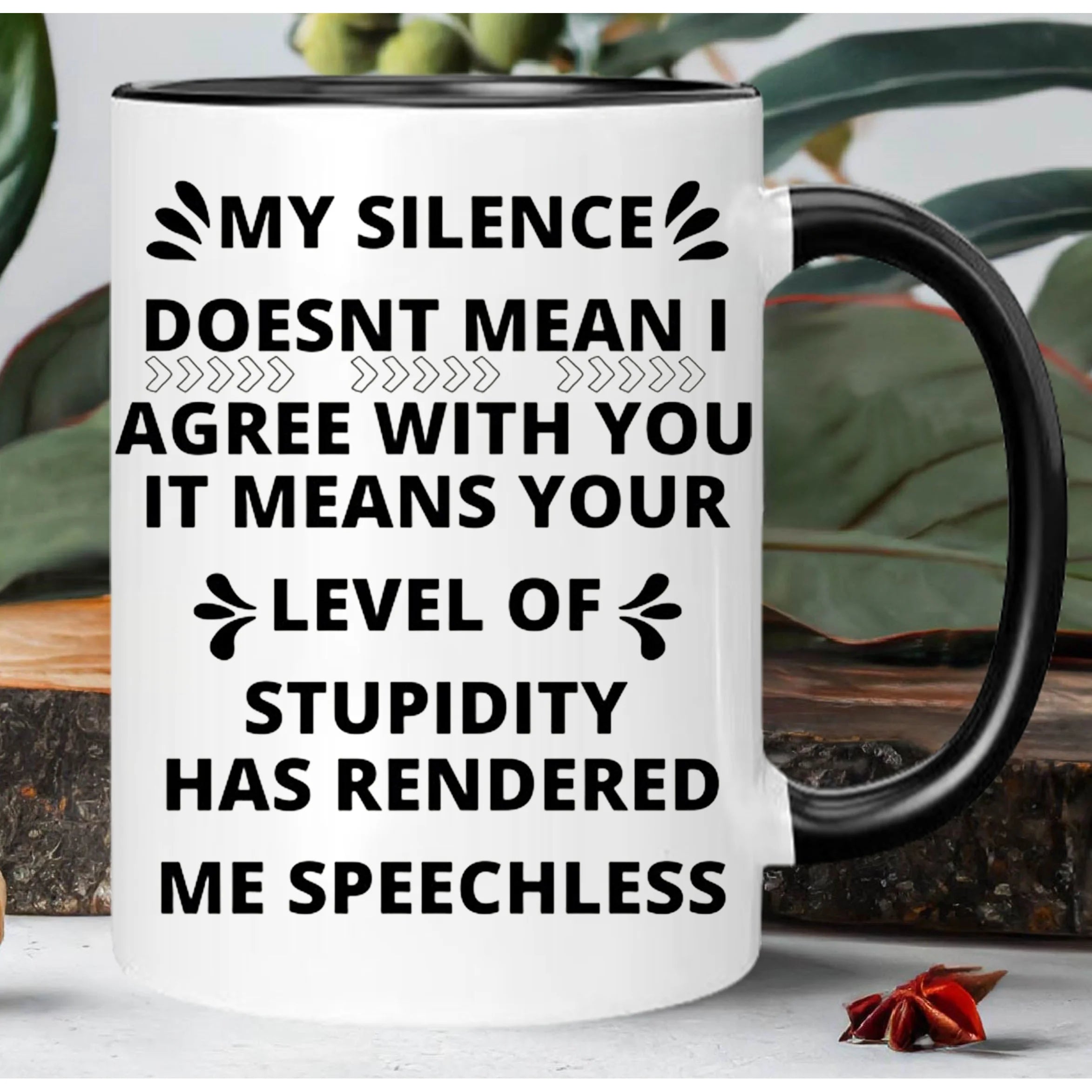 Insulated Ceramic Mug with Sarcastic Quote – White & Black Handle