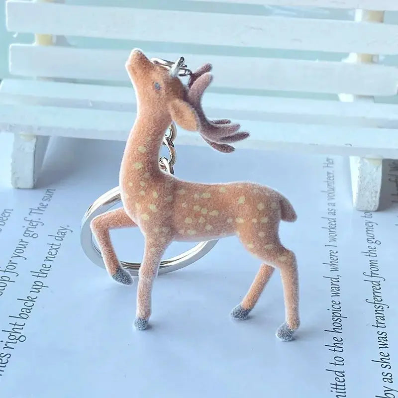 3D Christmas Elk Keychain – Fluffy Deer Bag Pendant
