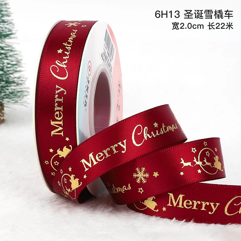 Printed Christmas Ribbon – 5 Yards Polyester Craft Ribbon