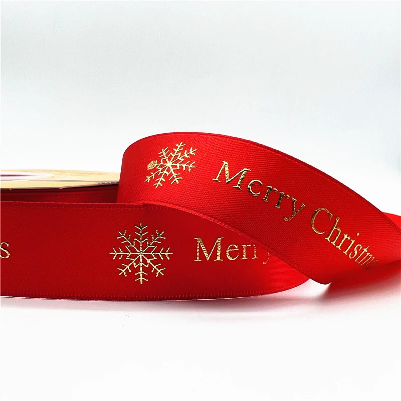5 Yards Printed Christmas Satin Ribbon – 1" Holiday Craft & Gift Wrap Ribbon