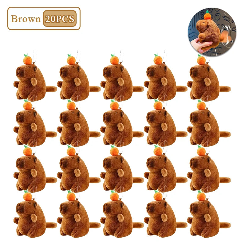 Capybara Persimmon Tail-Wagging Plush Keychain