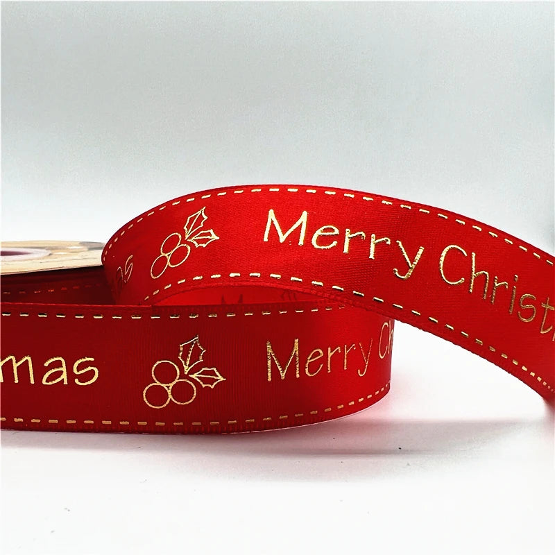 5 Yards Printed Christmas Satin Ribbon – 1" Holiday Craft & Gift Wrap Ribbon