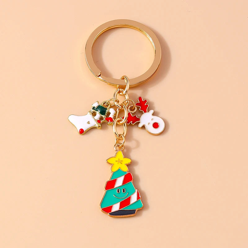 Christmas Enamel Snowman & Santa Keychain