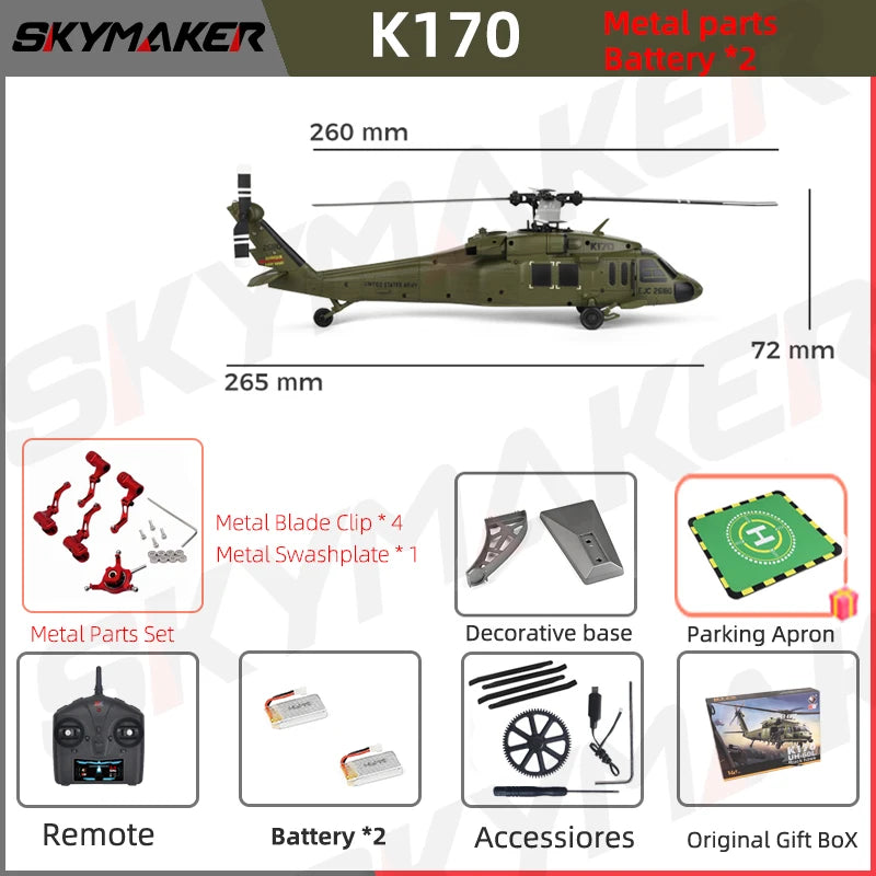 K170 UH-60L 4CH Brushless RC Helicopter with 6-Axis Gyro