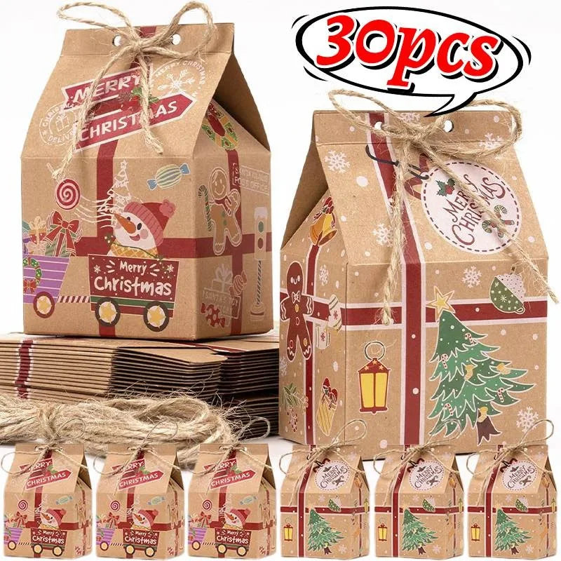 Christmas Kraft Paper Gift Bags – Candy, Cookie & Snack Packaging Boxes