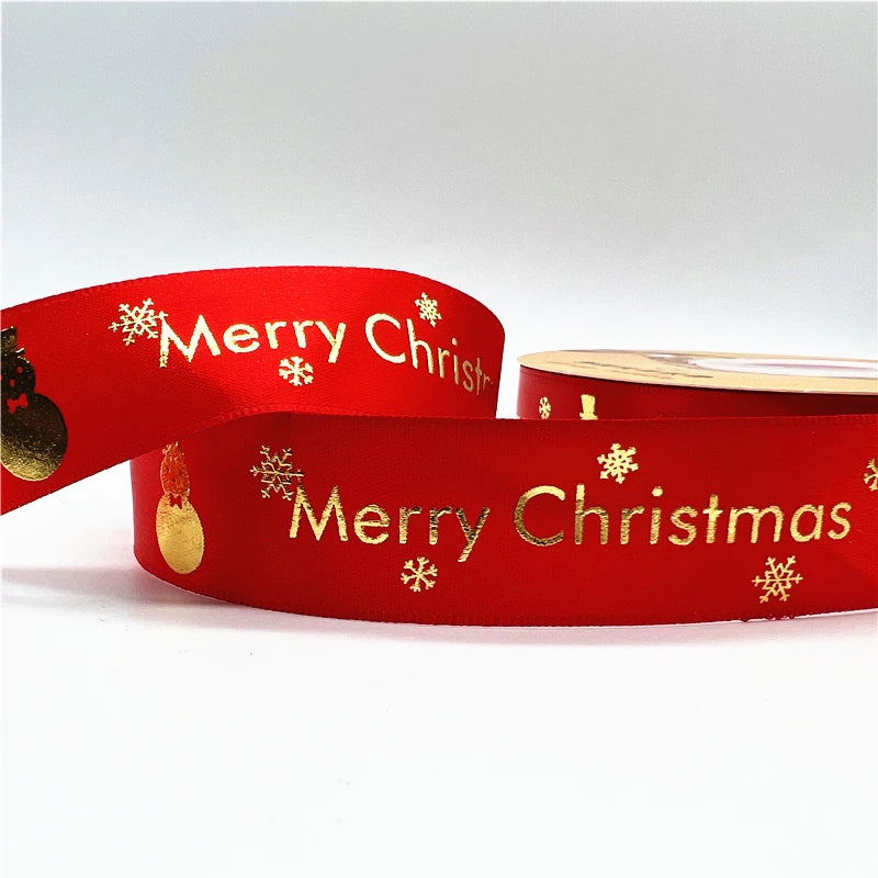5 Yards Printed Christmas Satin Ribbon – 1" Holiday Craft & Gift Wrap Ribbon