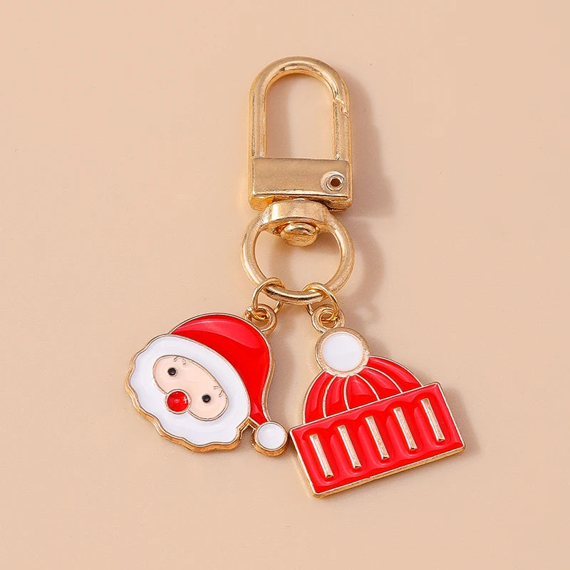 Christmas Enamel Snowman & Santa Keychain