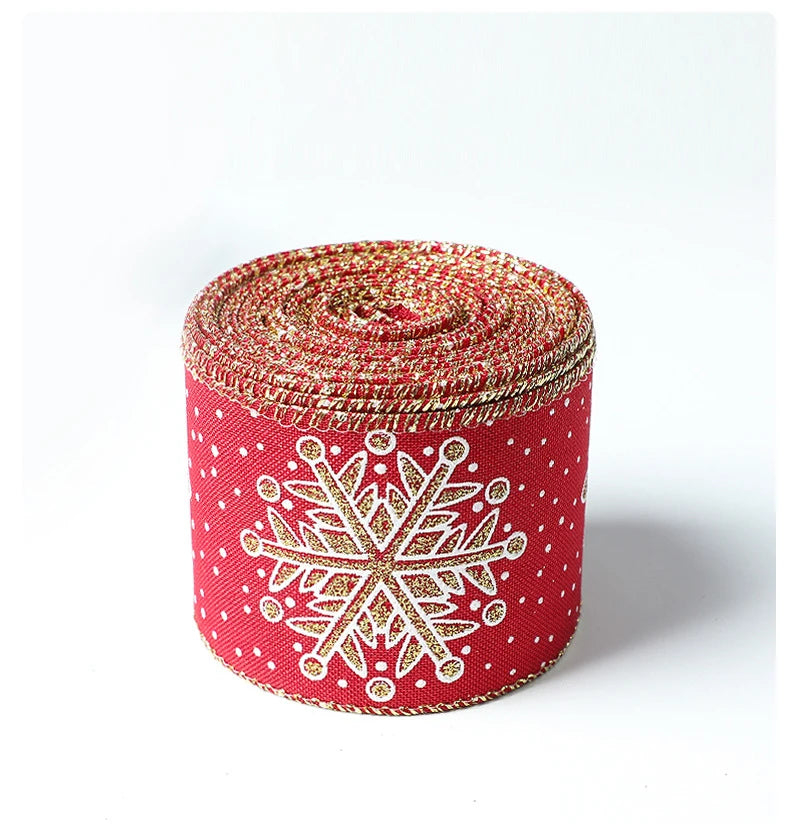 Christmas Snowflake Printed Organza Ribbon – Wired Edge Holiday Gift Wrapping & Craft Ribbon