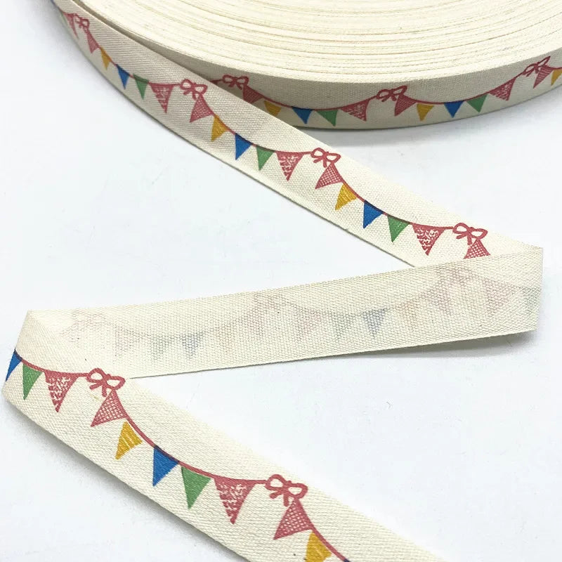 Christmas Printed Polyester Cotton Ribbon –  Single-Face Ribbon for Gift Wrapping, Holiday Crafts & Party Decorations