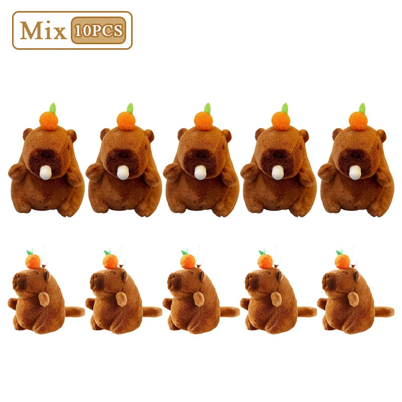 Capybara Persimmon Tail-Wagging Plush Keychain