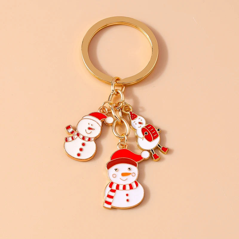Christmas Enamel Snowman & Santa Keychain