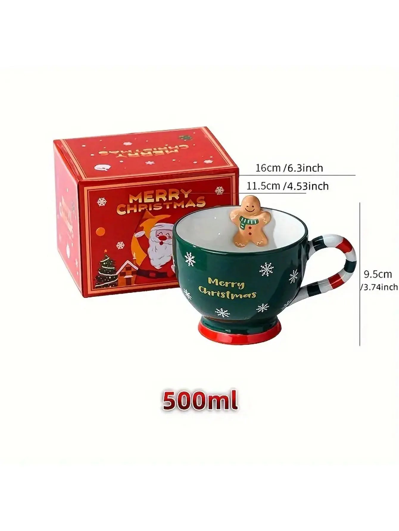 Christmas Gingerbread & Santa Mug – Large Capacity