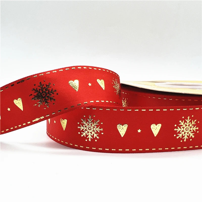 5 Yards Printed Christmas Satin Ribbon – 1" Holiday Craft & Gift Wrap Ribbon