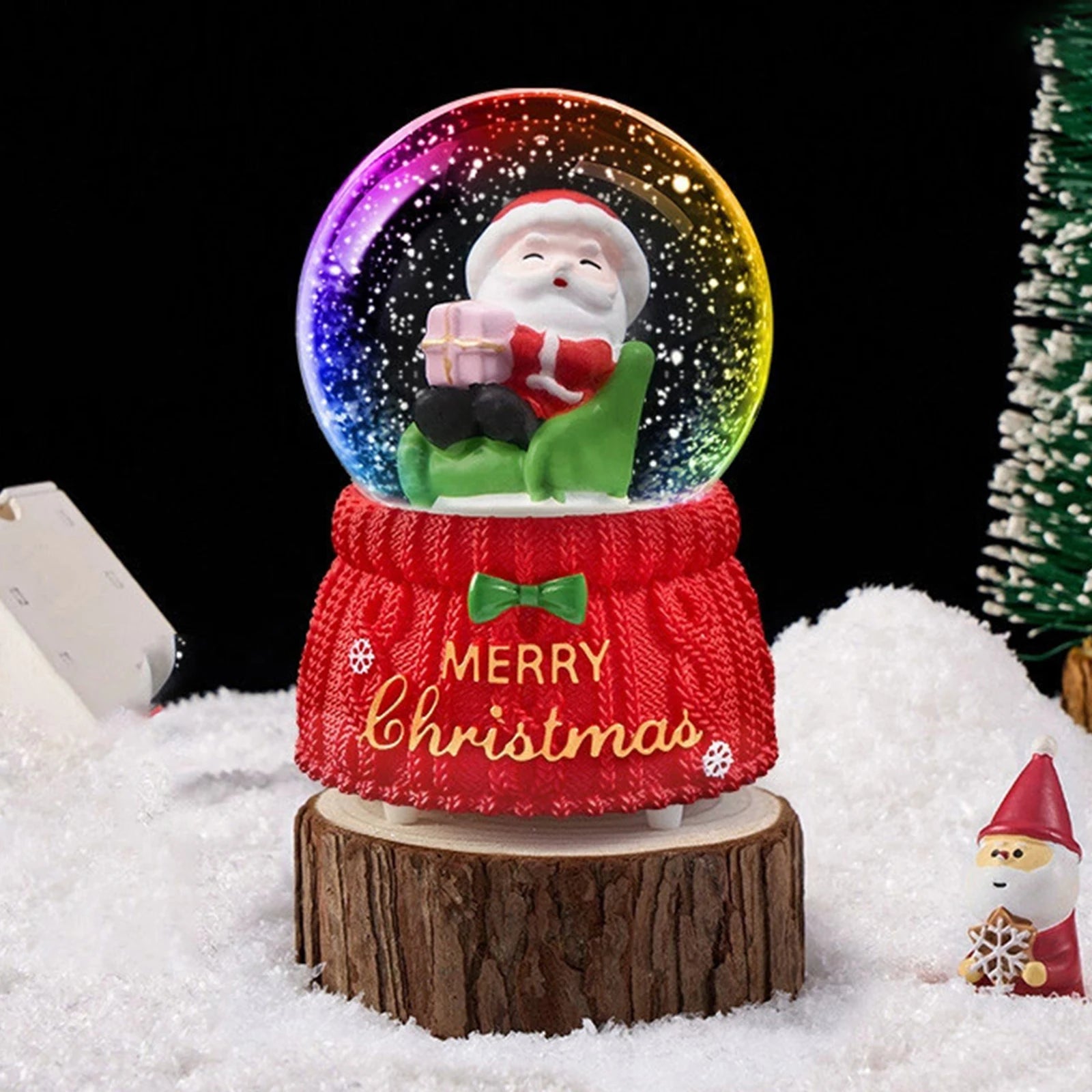 Santa Christmas Snow Globe with 7-Color Lights & Music