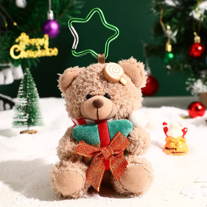 Christmas Plush Bear Keychain – Holiday Cartoon Bag Pendant