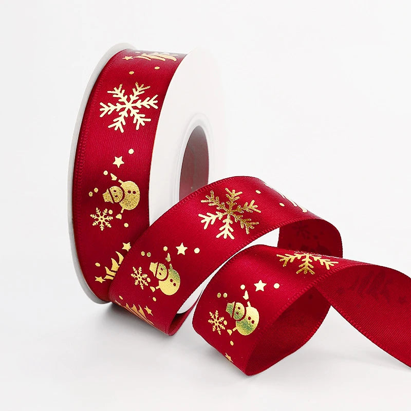 Christmas Embroidered Polyester Ribbon – 1" Holiday Craft & Gift Wrap Ribbon